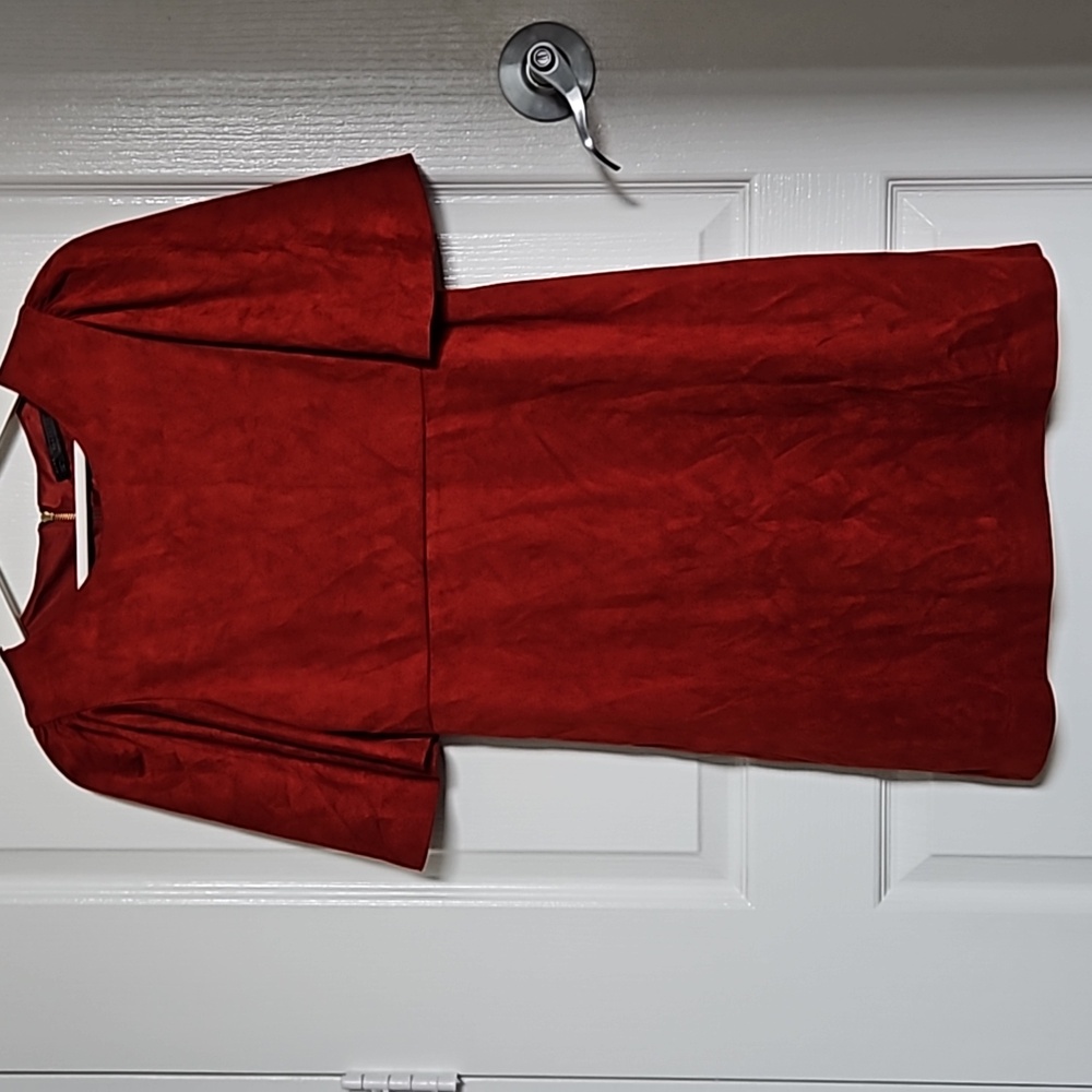 Zara Dark Red Suede Mini Dress Size S